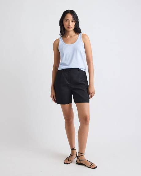 Camisole &agrave; Col Rond en M&eacute;lange de Lin