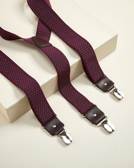 Dotted Burgundy Elastic Suspenders