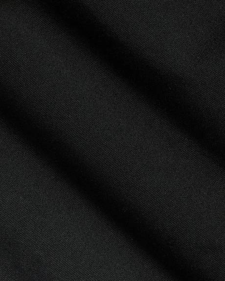 Short-Puffy-Sleeve V-Neck Mix-Media Top