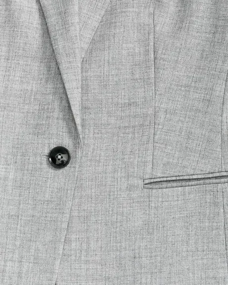 Grey One Button Long Blazer