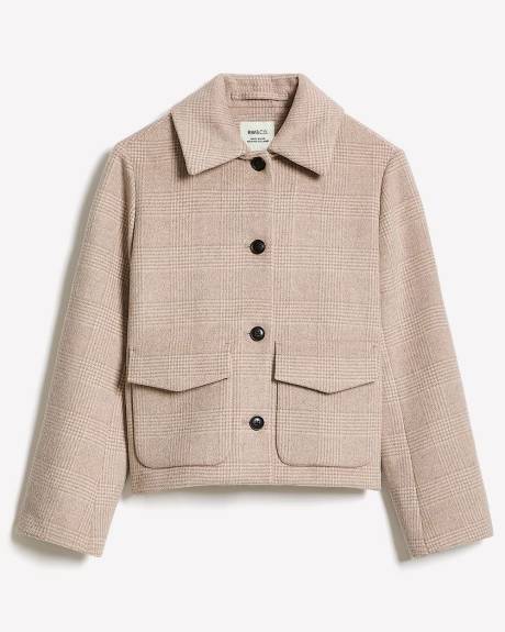 Plaid Wool-Blend Worker Jacket
