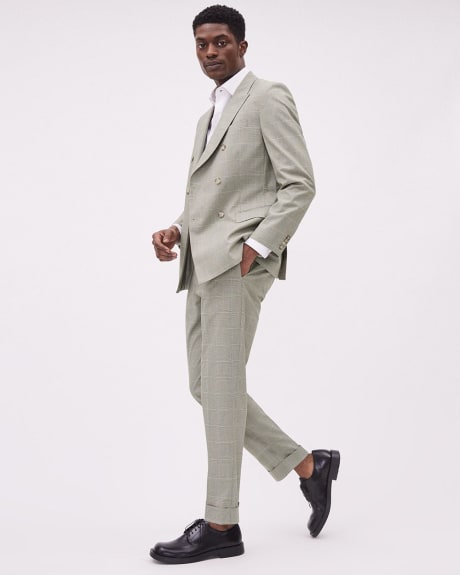 Pleated Tapered-Leg Checkered Suit Pant