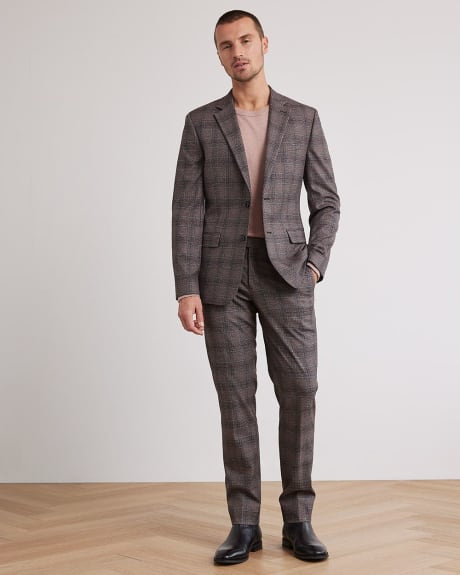 Slim-Fit Grey Checkered Suit Pant