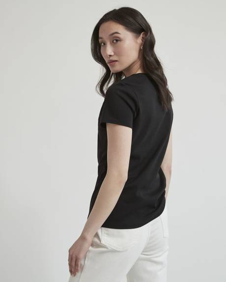 T-Shirt Ajust&eacute; &agrave; Col Rond en Coton &Eacute;pais