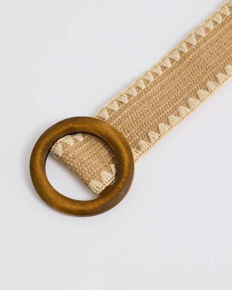 Ceinture &Eacute;lastique en Raphia &agrave; Deux Tons