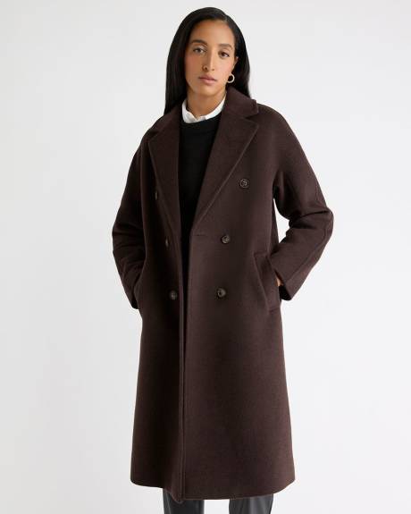 Wool-Blend Long Double-Breasted Coat