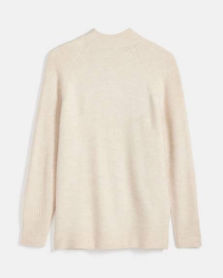 Spongy Nursing Mock-Neck Sweater with Buttons - Thyme Maternity