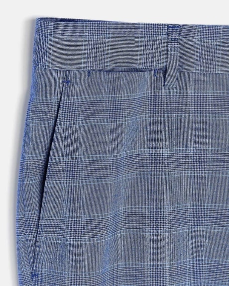 Pantalon de Complet Bleu à Coupe Étroite à Carreaux Glen