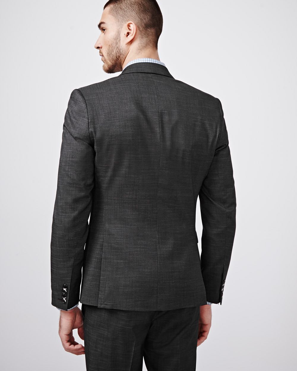 Slim fit black slub blazer - Short | RW&CO.