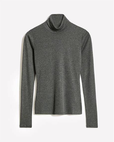 Haut en Mélange de Laine à Manches Longues et Col Haut