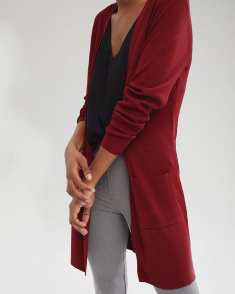 Open Cardigan with Patch Pockets
