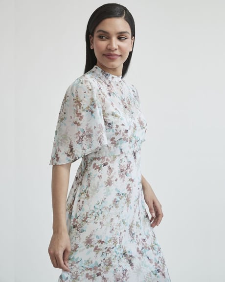 Fit and Flare Dress with Short Flutter Sleeves