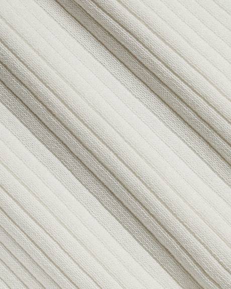 Elbow-Sleeve Ribbed Sweater