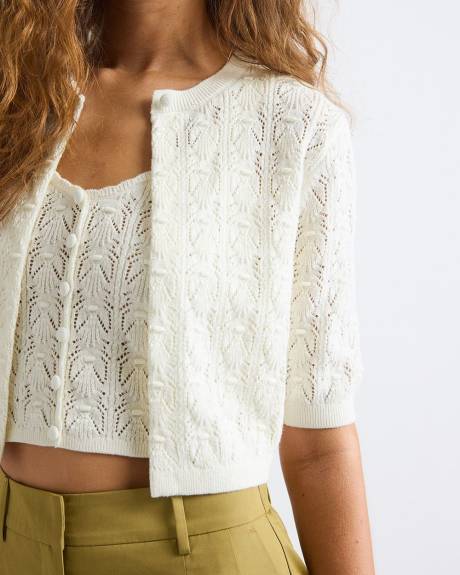 Short-Sleeve Crochet Cardigan