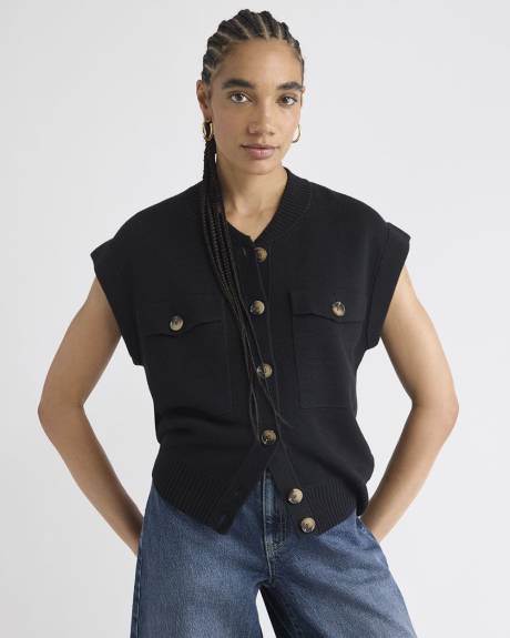 Sleeveless Bomber Cardigan