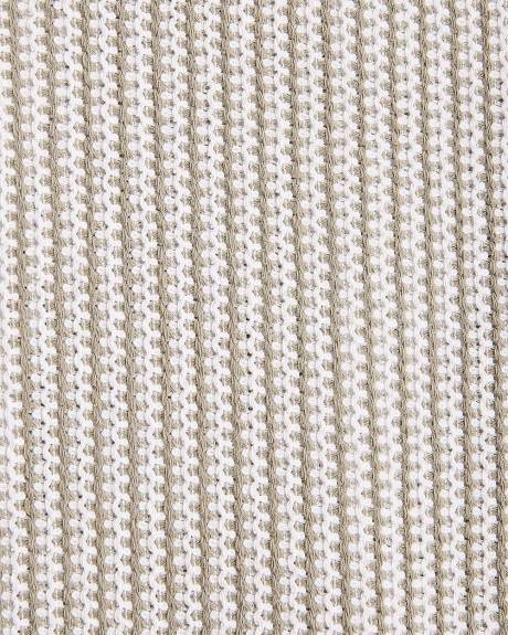 Chemise Rayée en Crochet à Manches Courtes et Col Camp