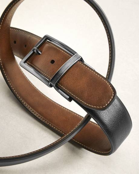 Ceinture R&eacute;versible en Cuir V&eacute;g&eacute;talien Extensible