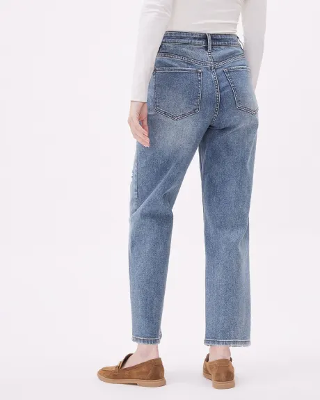 Straight-Leg High-Rise Ripped Jeans