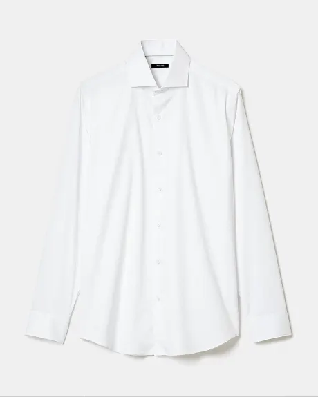 Chemise Habillée Blanche à Coupe Ajustée avec Motif Discret