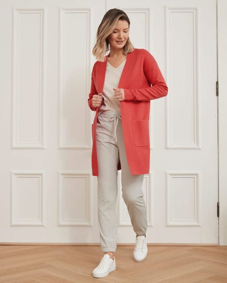 Long Open Cardi with Patch Pockets