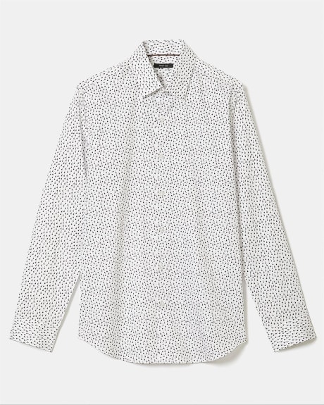 Slim-Fit White Dress Shirt with Floral Pattern