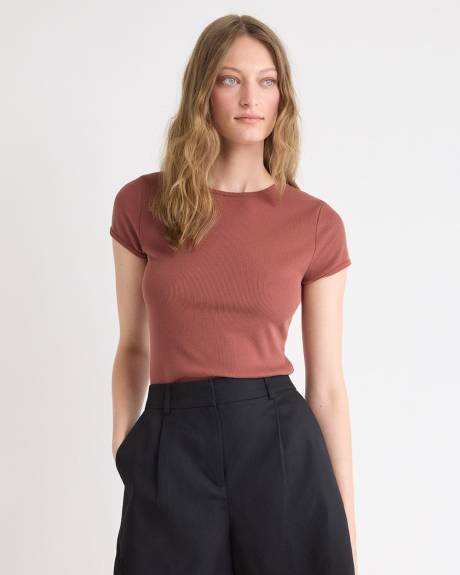 Crew-Neck Ribbed T-Shirt