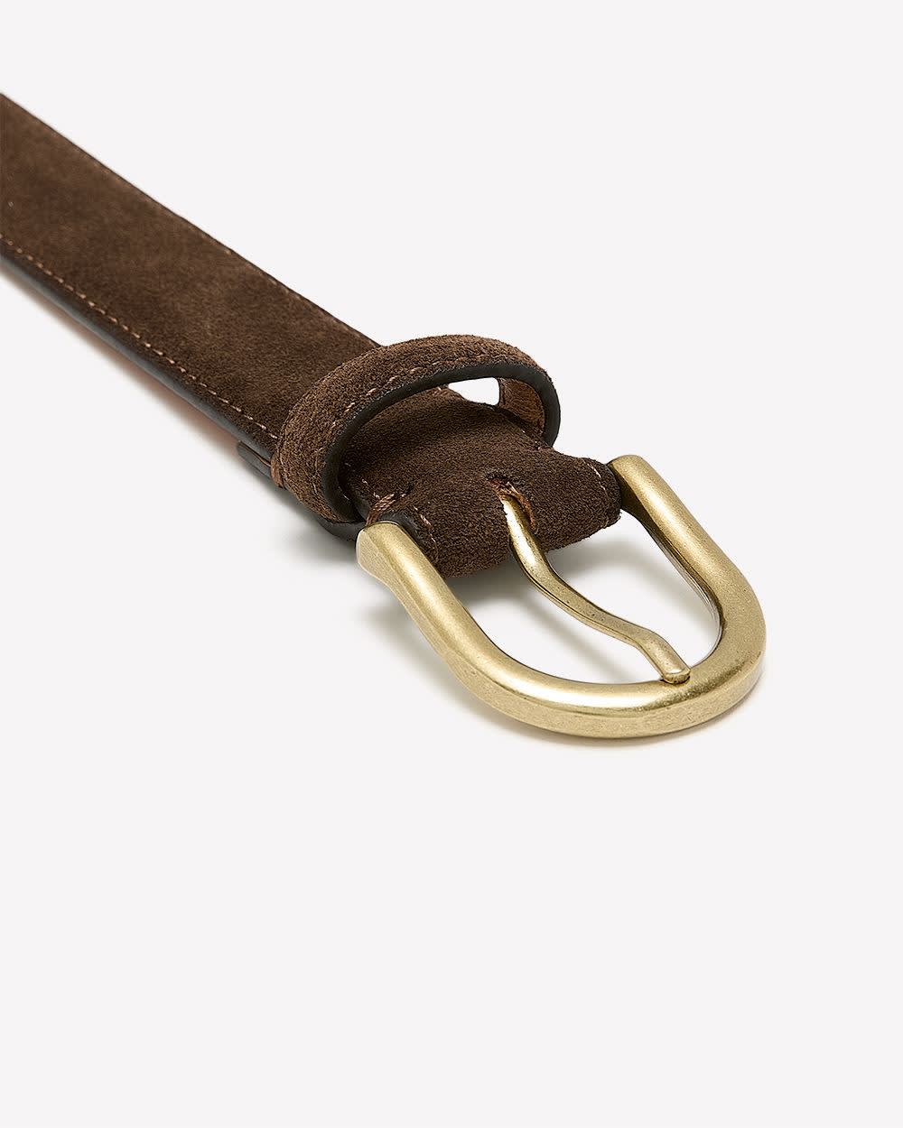Suede Leather Belt with Croissant Buckle | RW&CO.