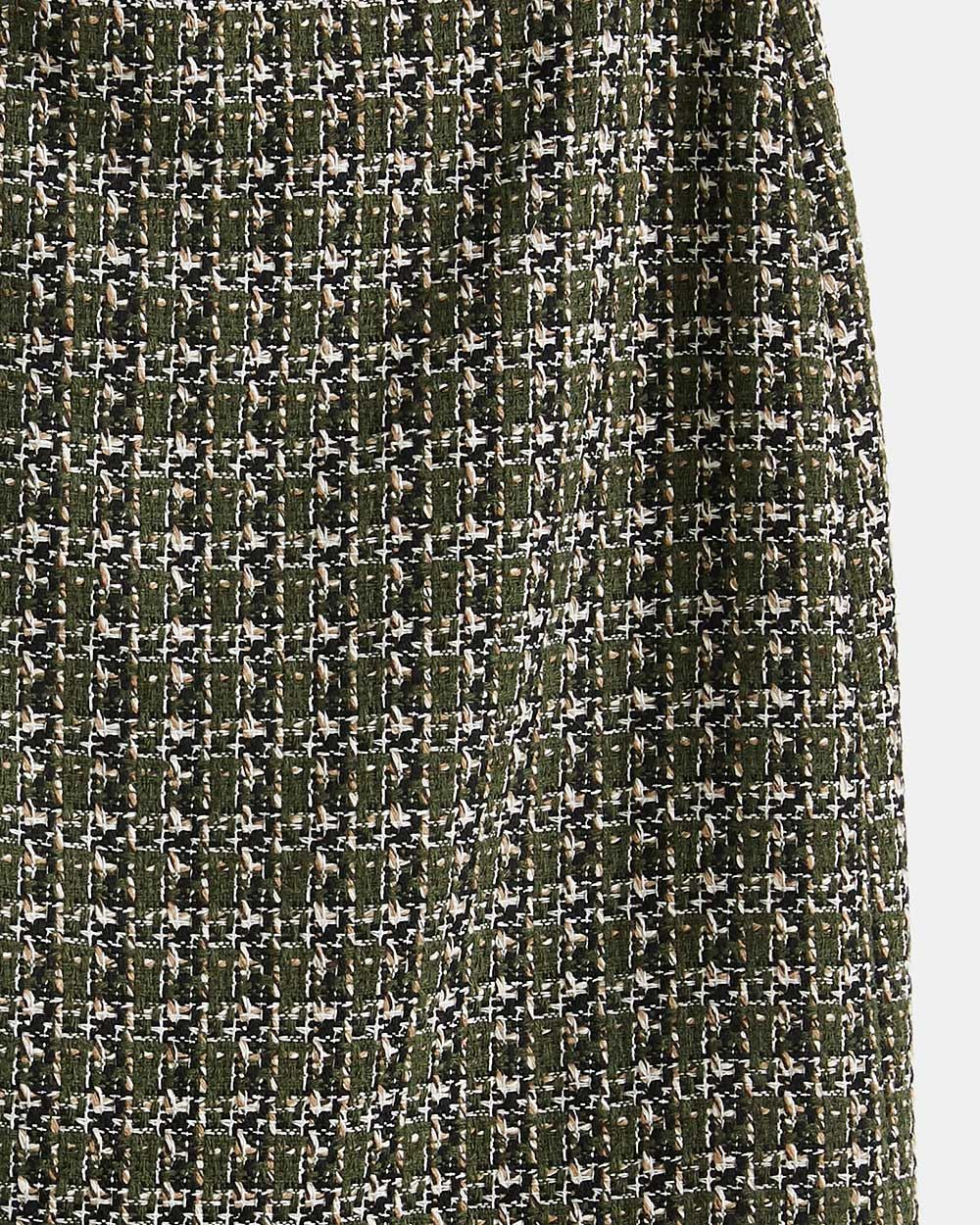 High-Waisted Olive Plaid A-Line Skirt - 19.25"