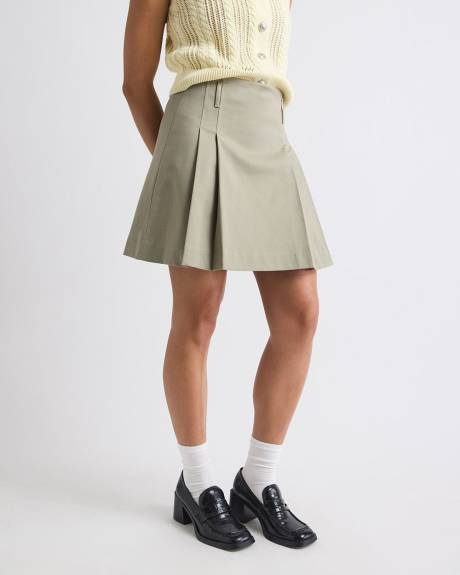 Jupe Mini Pliss&eacute;e &agrave; Coupe A &agrave; Taille Tr&egrave;s Haute