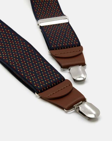 Navy and Burgundy Elastic Suspenders