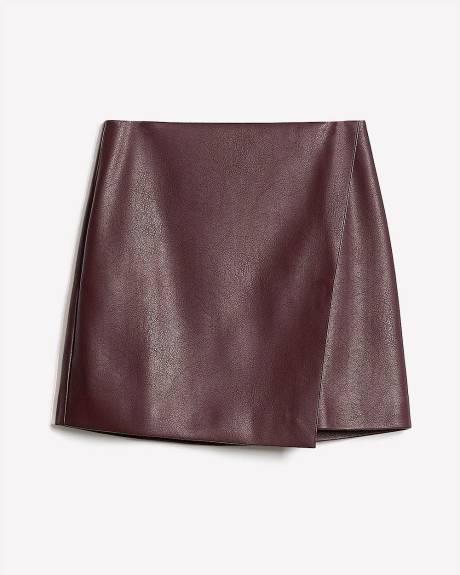 Faux Leather Mini Wrap Skirt