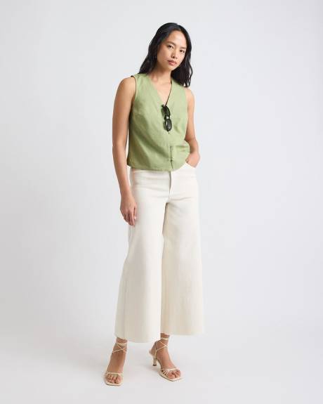 Solid Sleeveless Linen-Blend Blouse