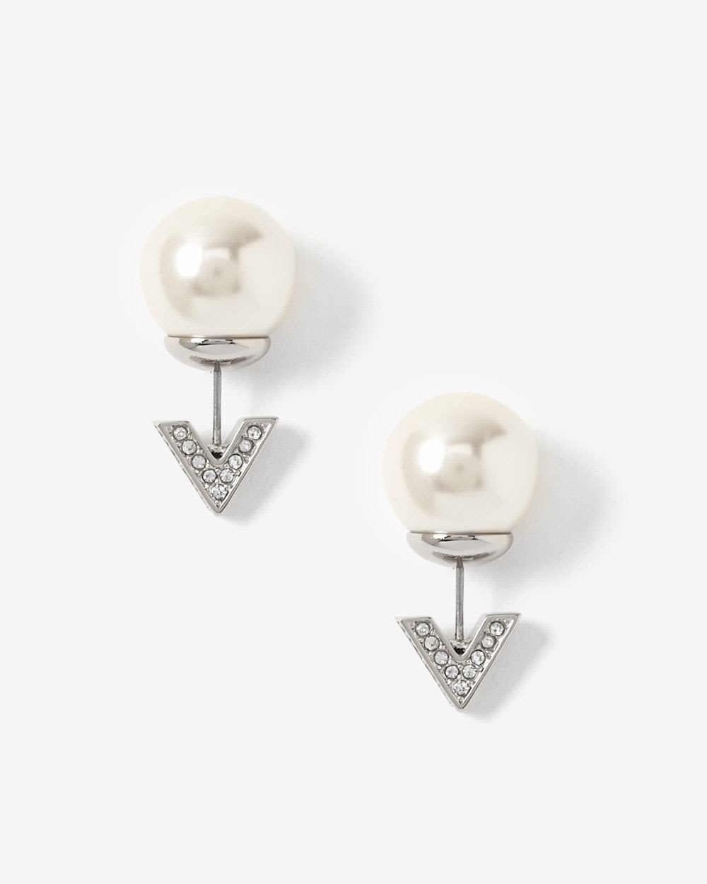 Reversible pearl earrings with crystals RW&CO.