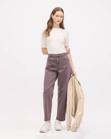 Elbow-Sleeve Crew-Neck Fitted Ribbed Tee