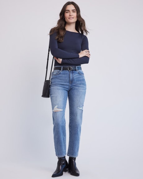 Long-Sleeve Boat-Neck Top