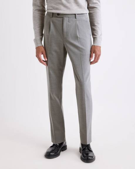 Pantalon Habillé à Jambe Fuselée Plissée en Mélange de Laine
