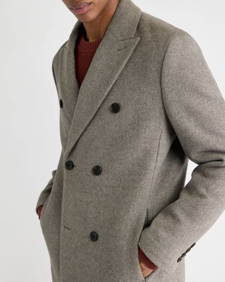 Short Double-Breasted Wool Coat