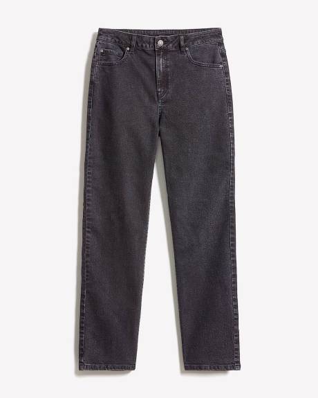 Dark Grey High-Rise Straight-Leg Jeans