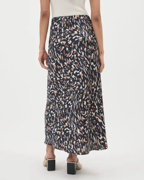 Printed Satin High-Rise A-Line Maxi Skirt