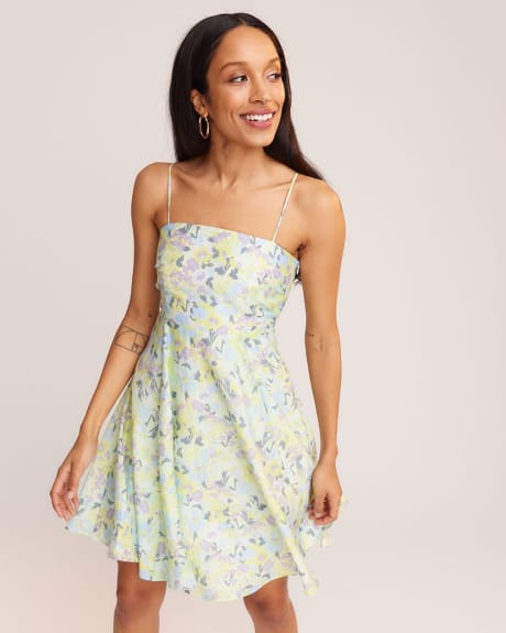 Tencel Voile Sleeveless Fit and Flare Cocktail Dress