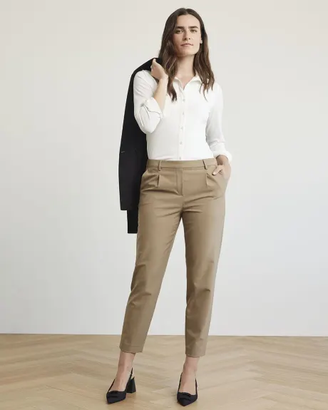 White Long-Sleeve Buttoned-Down Knit Shirt