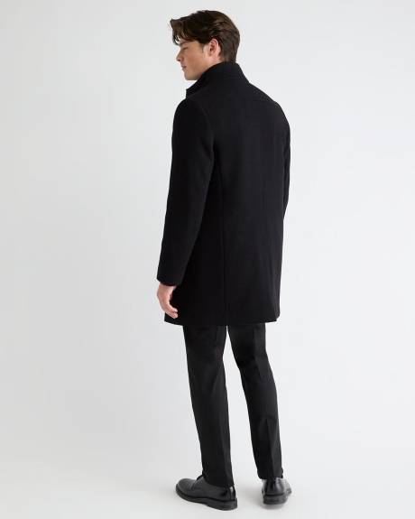 Classic Solid Mock-Neck Wool Coat with Dickey