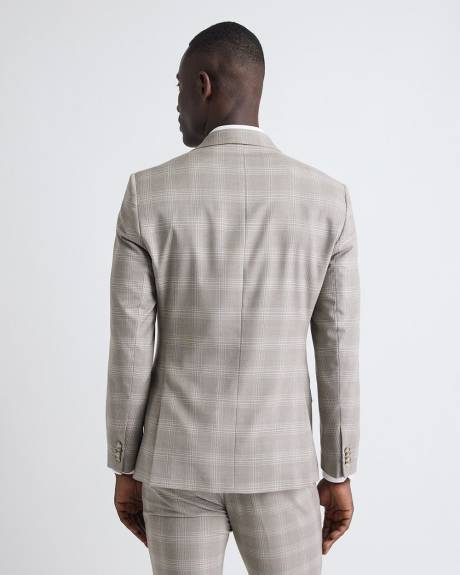 Slim-Fit Checkered Taupe Suit Blazer