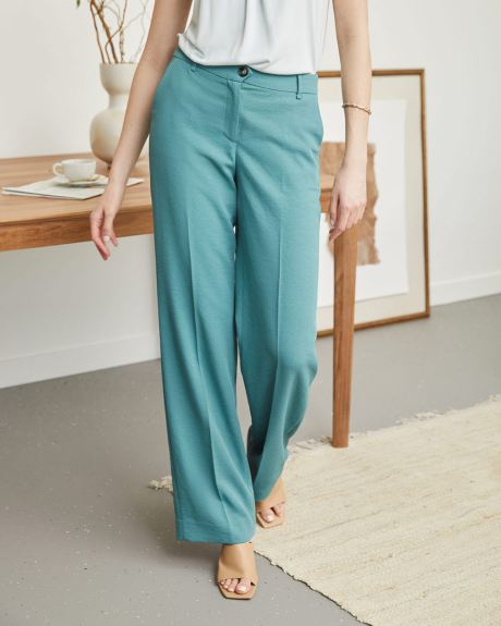 Pantalon Texturé à Taille Mi-Haute et Jambe Large - 33"