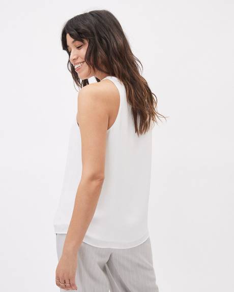 Solid Crew-Neck Silky Crepe Cami