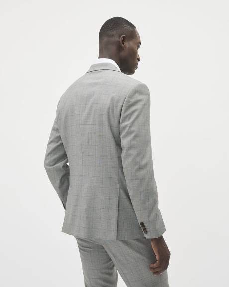 Tailored-Fit Grey Windowpane Suit Blazer