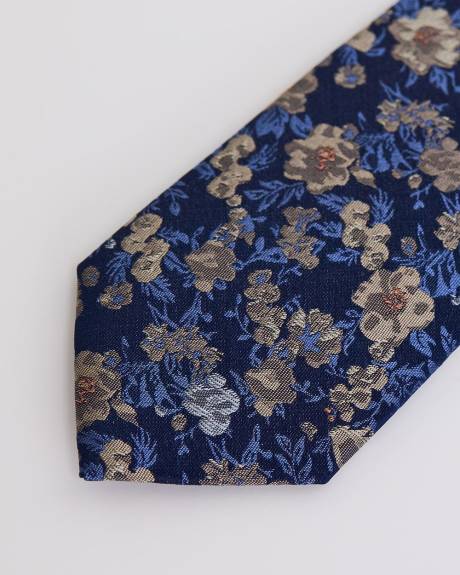 Cravate Régulière Bleue avec Motif Floral