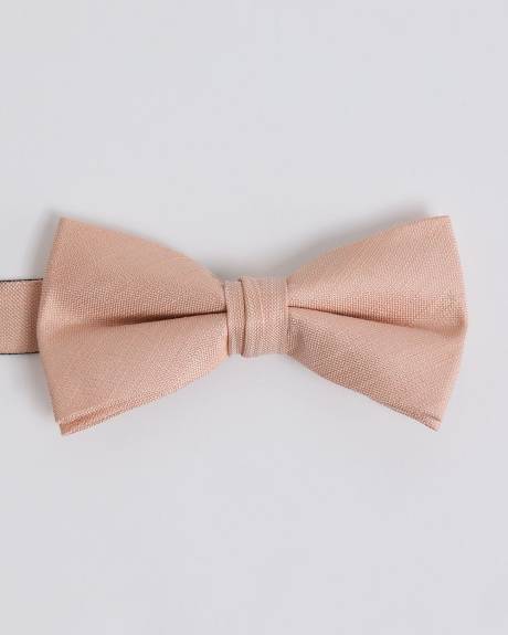 Peach Linen-Blend Bow Tie