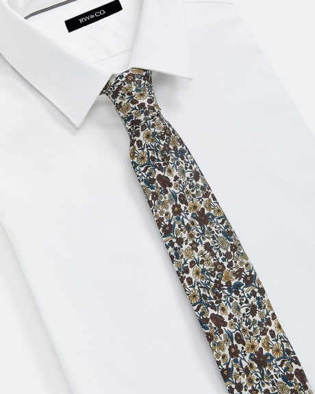 Regular Tie with Dark Floral Pattern