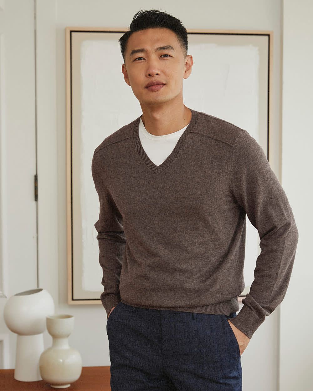 Solid V-Neck Sweater